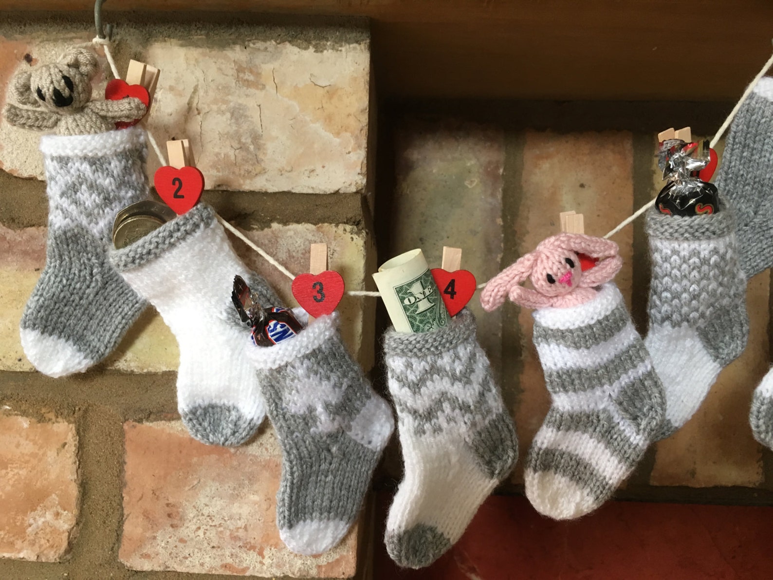 Christmas Stocking Advent Calendar. Hand Knitted Pink and Etsy UK