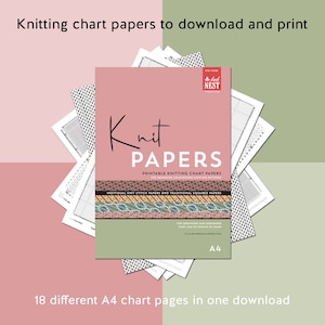 Carta stampabile per maglieria con grafico a punti A4 e Letter Knit Paper PDF Download istantaneo