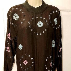 Vintage Goth Dress Drop Waist Flounce Hem 100% Rayon India Geometric Womens M