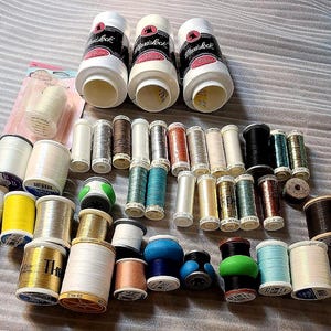 Sewing Thread Set – 42 Pieces, Includes Sulky Metallic, Maxi-Lock, Gütermann, and Other Popular Brands