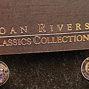 Joan Rivers Amethyst Light Purple Gemstone Earrings | Gold Tone Post Stud, NOS