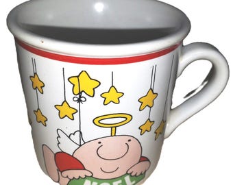 Ziggy NOEL Christmas Angel Mug | 1980 Tom Wilson | Ziggy Stoneware Coffee Teacup Drinkware