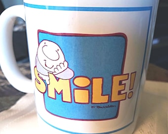 Ziggy Smile & Increase Your Face Value Mug: 1980s Tom Wilson, Ceramic Coffee, Tea
