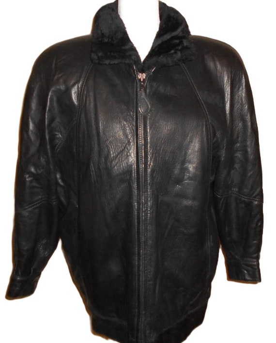 Vintage Lambskin Bomber Jacket Mouton Fur Lined 19