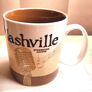 Starbucks Mug, Nashville City Skyline, 2012 Collectors Icon, large 16-ounce beige/brown