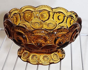 Vintage LE Smith Amber Moon and Stars Fairy Lamp Base, Bottom Only