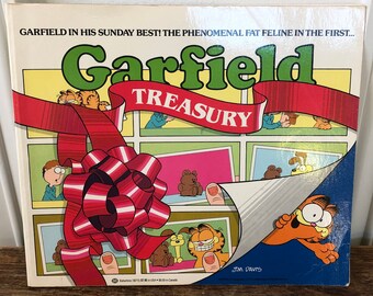 Garfield Treasury book, Jim Davis paperback cat comics, 1980s