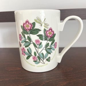 Portmeirion English Fine Bone China "Botanischer Garten" Muster - Rhododendron (Schmetterling Reverse) Frühstückstasse