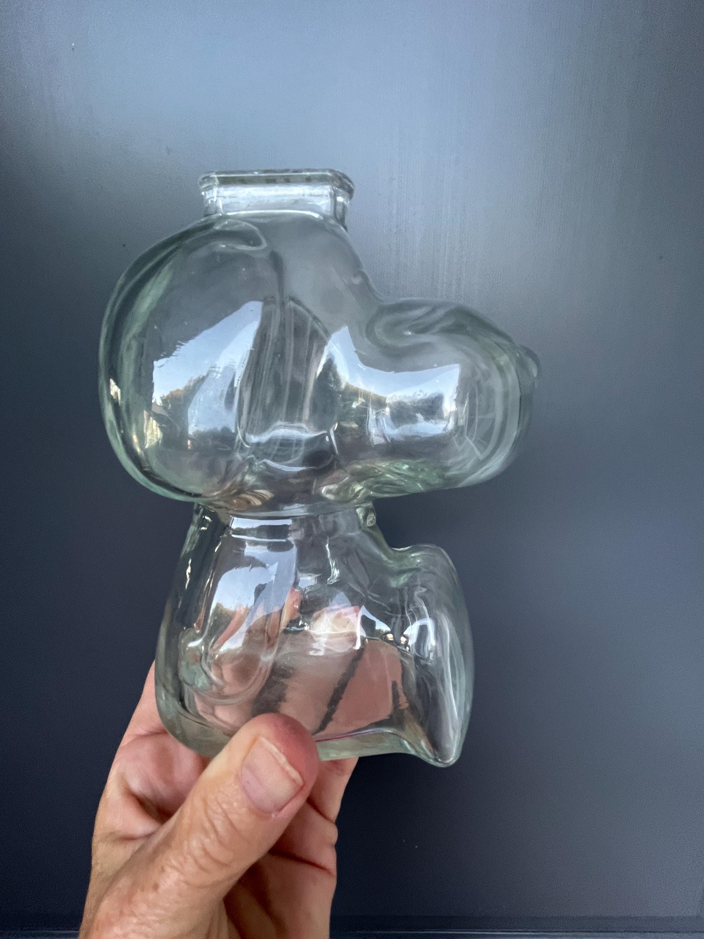 Snoopy Glass Coin Bank, Vintage Clear Glass, Anchor Hocking, 1970s