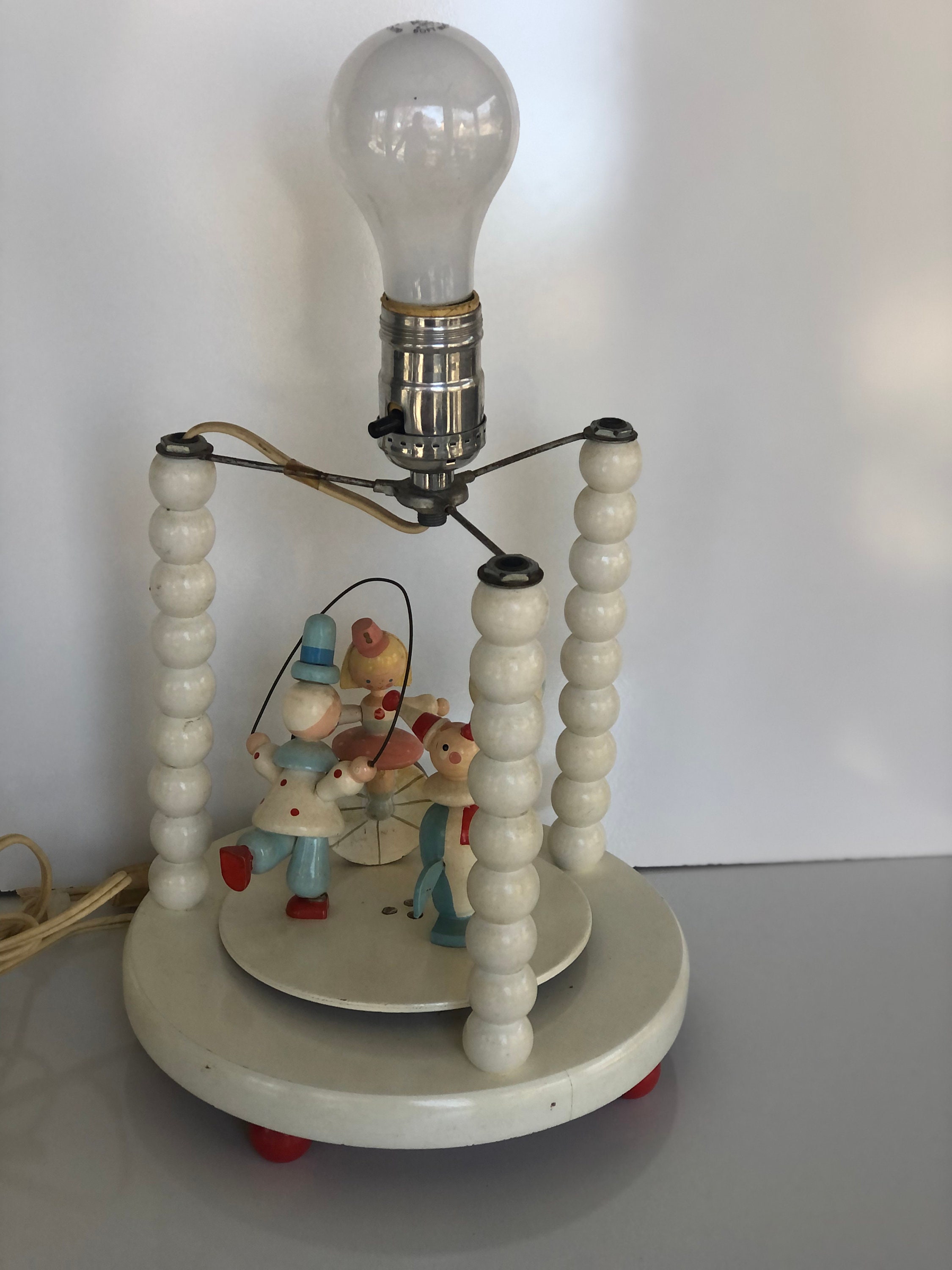 Irmi Nursery Lamp Vintage Circus Nursery Plastics Wooden Lamp Etsy
