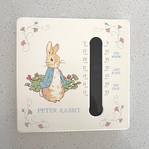 Vintage houten Peter Rabbit-thermometer, Eden Gift-kamerdecoratie
