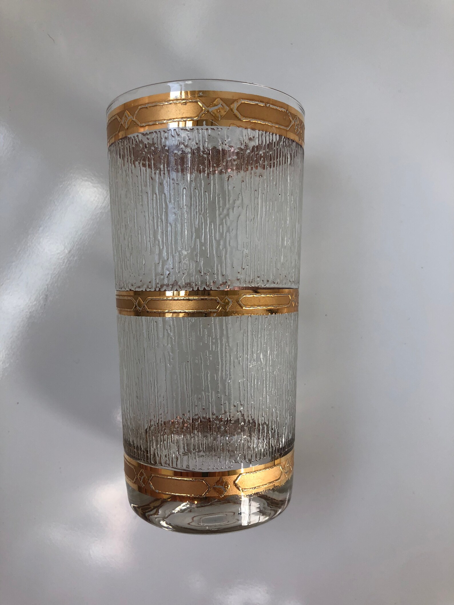 MCM Culver Highball Glass Vintage Tom Collins 22K Gold Icicle Etsy