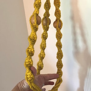 Macrame plant hanger vintage gold rope 70s bead home decor indoor plants
