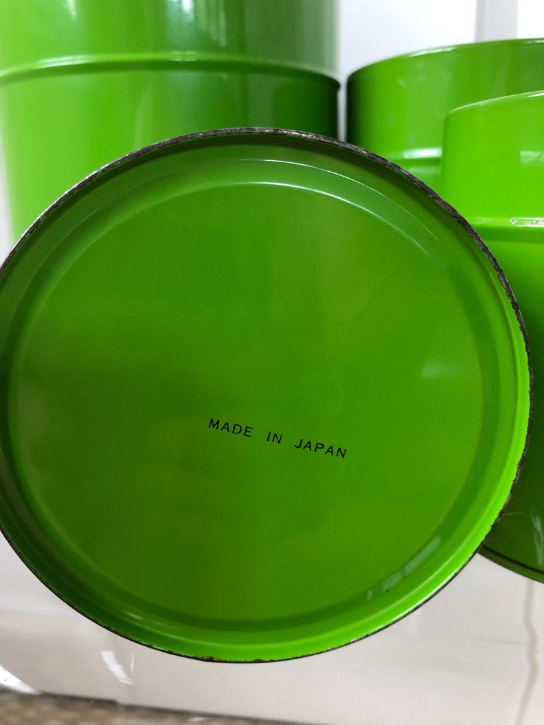 Green blue canisters metal canisters set of 4 mid century Etsy