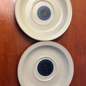1970&#39;s Iron Mountain Stoneware 7&quot; Saucer, Lookout Mountain MCM Jim Kaneko Design, handpainted signed, Two (2) available SOLD SEPARATELY