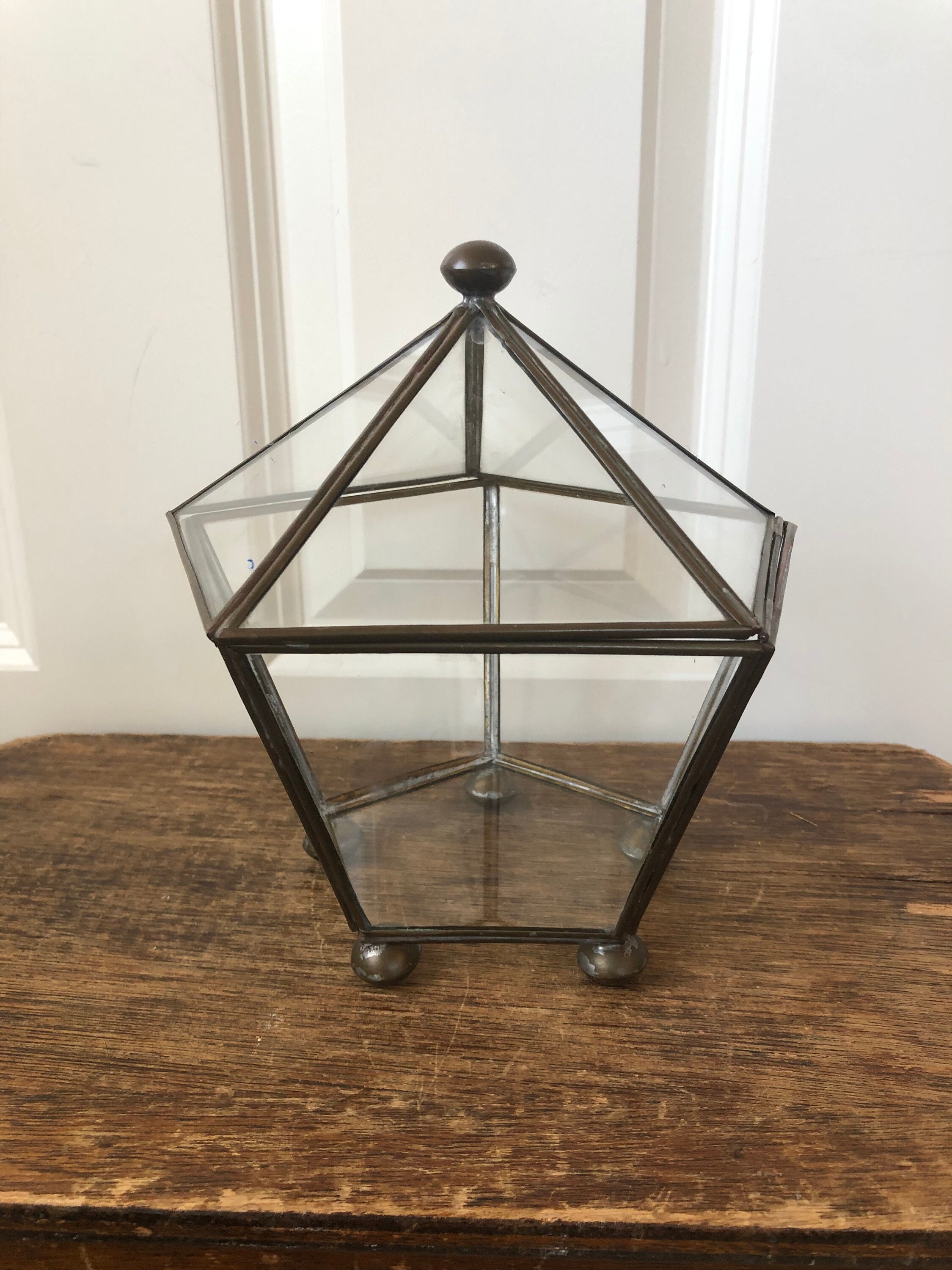 Vintage Metall Glas geometrische Terrarium Box Sukkulente Pflanzer Decor 