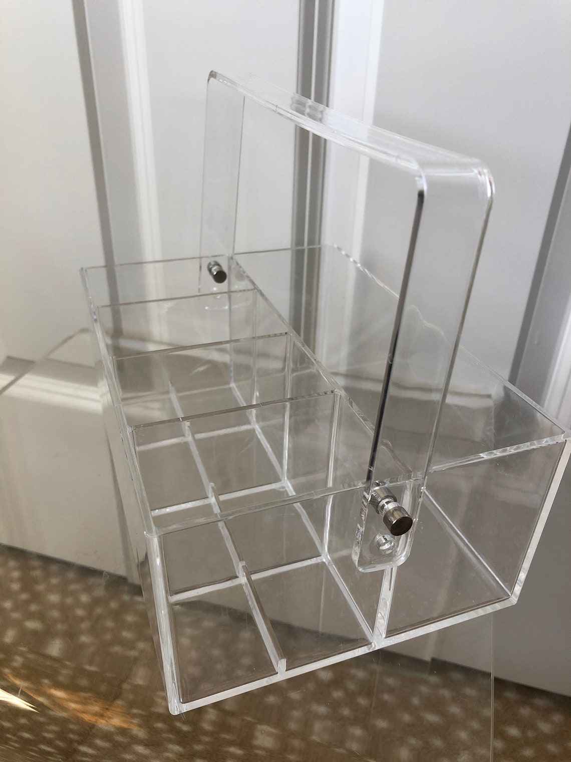 Lucite utensil holder upright clear acrylic silverware caddy Etsy