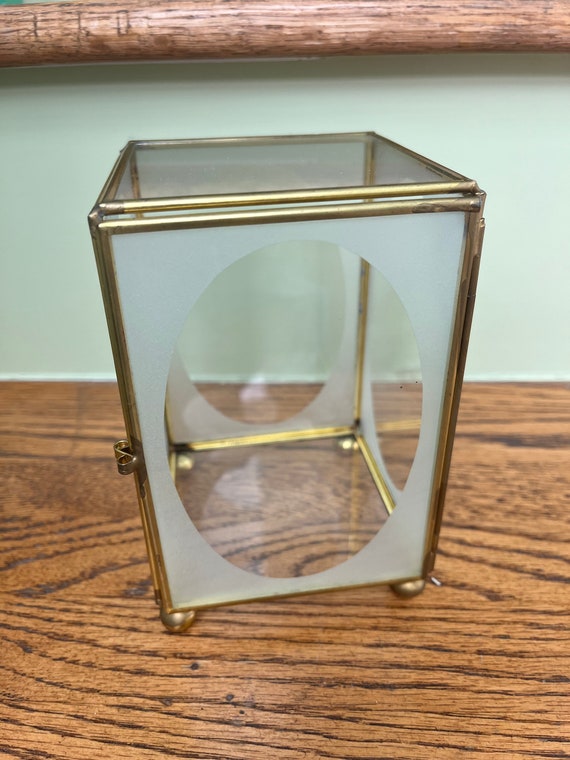 Glass Brass box, vintage display curious rectangu… - image 1