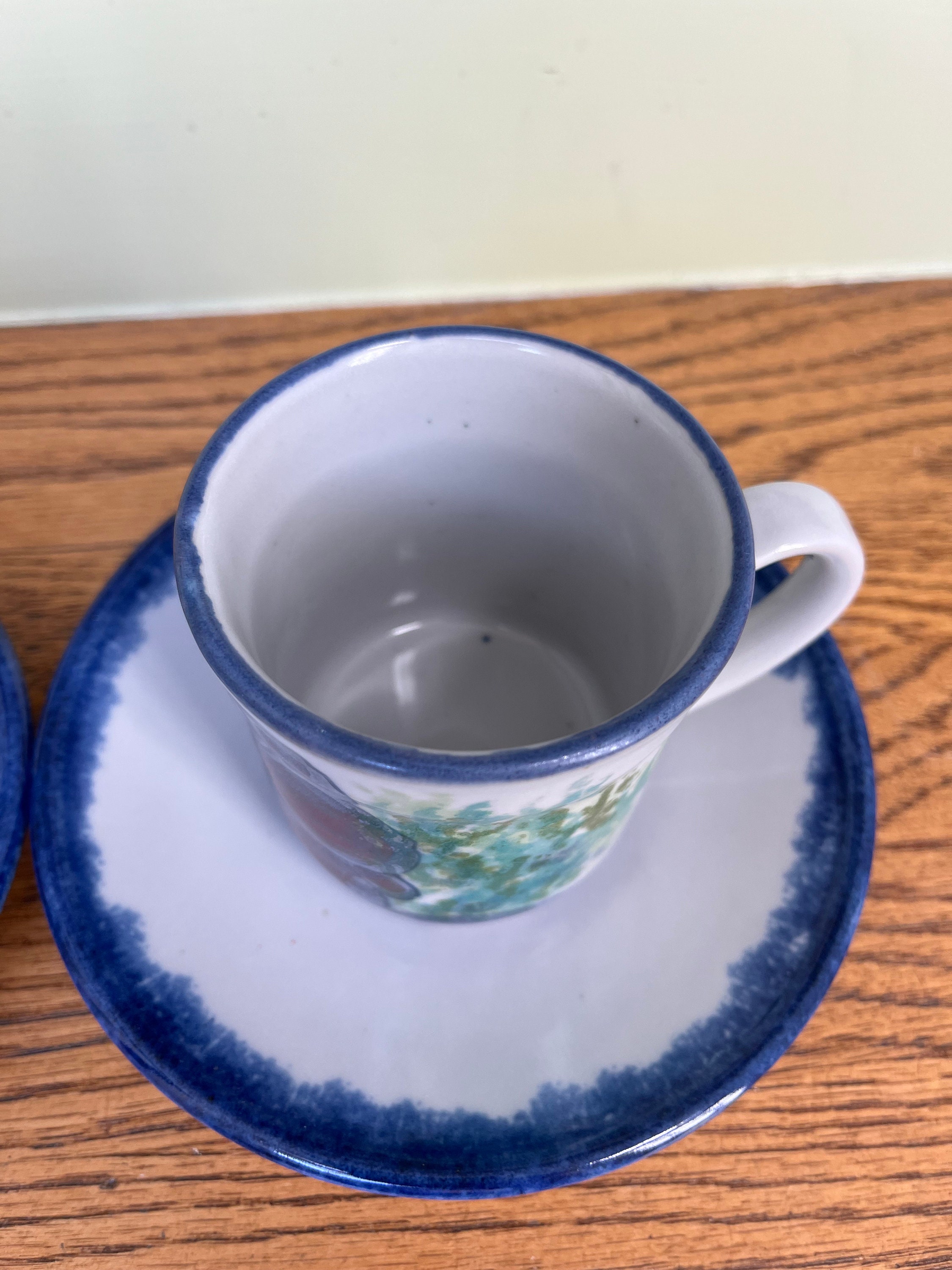 Highland Stoneware Cups Saucers Vintage Handprinted Scotland Etsy