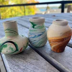 Vintage Nemajdi Minnesota Swirl Pottery Mini Vases - Set of three (3)