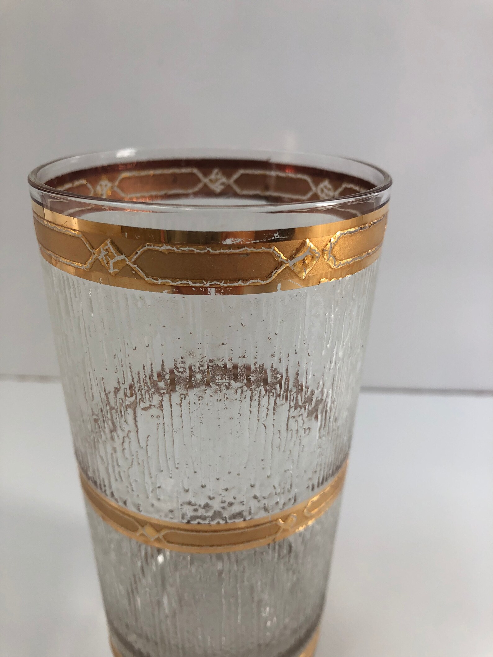 MCM Culver Highball Glass Vintage Tom Collins 22K Gold Icicle Etsy