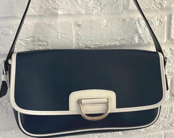 Dooney & Bourke purse, vintage navy white shoulder bag, preppy, nautical,