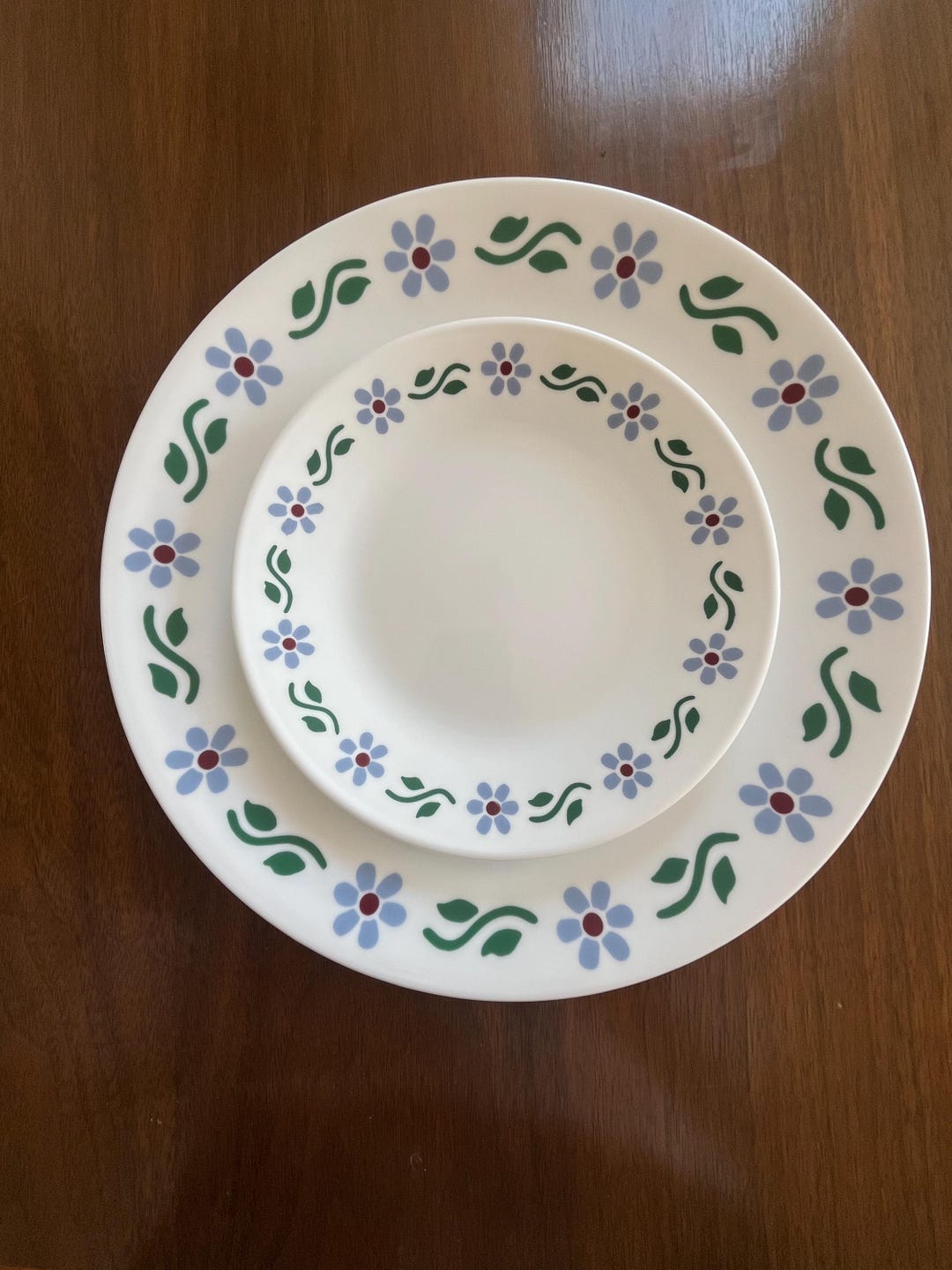 Vintage Corelle Cottage Inn Plates: Blue Floral Dinnerware, 1980s, 5 ...