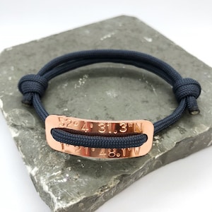 Coordinates Bracelet, Can be fully Personalised, Men’s Bracelet, 7 year anniversary, copper