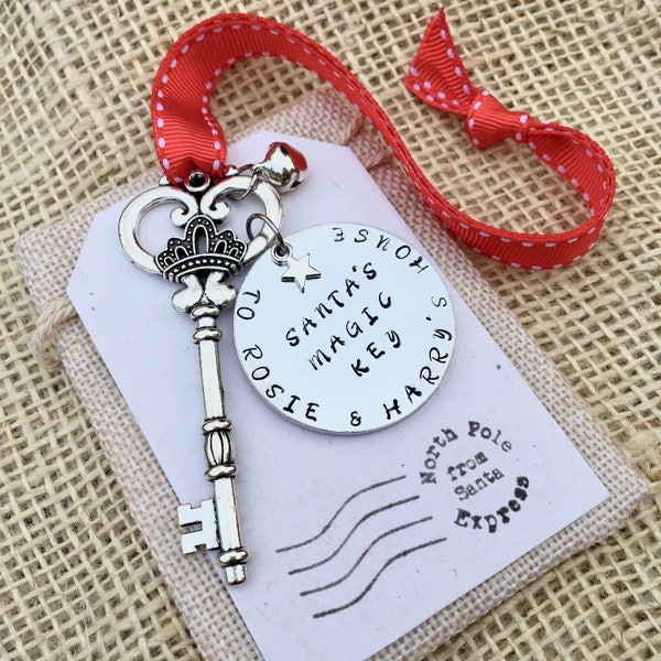 Santa Key, Personalised Christmas Keepsake Decoration, lovely addition to a Christmas Eve Box,