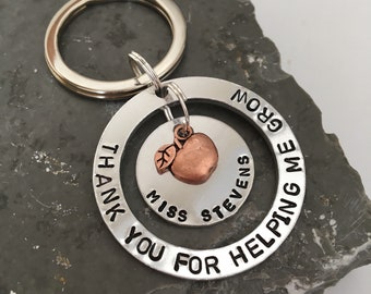 Teacher Keyring, Teacher Gift, Thank You, Teacher Appreciation, Personalised, Keyring, Hand Stamped, Gift for Teacher