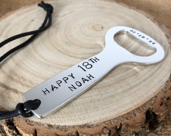 Personalised Bottle Opener, 18th 21st Birthday Gift, Wedding Favour Bottle Opener, Best Man Present, Aluminium and Leather