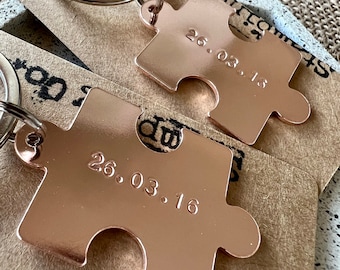 Couples Keyring, Interlocking Jigsaw Puzzle Keyring, Personalised Keyring