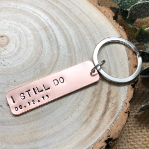 Wedding Anniversary Gift, Personalised Keyring, Copper 7 Year Gift, I Still Do