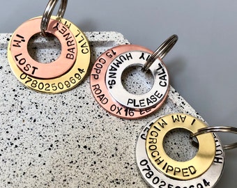 Personalised Dog ID Tag with mixed metal double washers