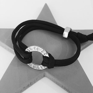 Men&#39;s Bracelet, Personalised Jewellery, Gift for Him, Pewter, 10 Year Anniversary, Paracord Bracelet, Personalised Bracelet for Him