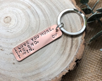 I love you keyring, 7 year anniversary, copper keyring, personalised keychain