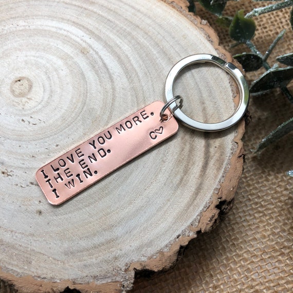 I love you keyring, 7 year anniversary, copper keyring, personalised keychain
