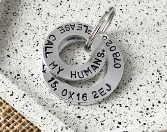 Dog ID, Pet ID Tag, Dog Accessory, Dog Tag, ID Tag for Dogs, Personalised Dog Tag, Washer, Pet Tag,