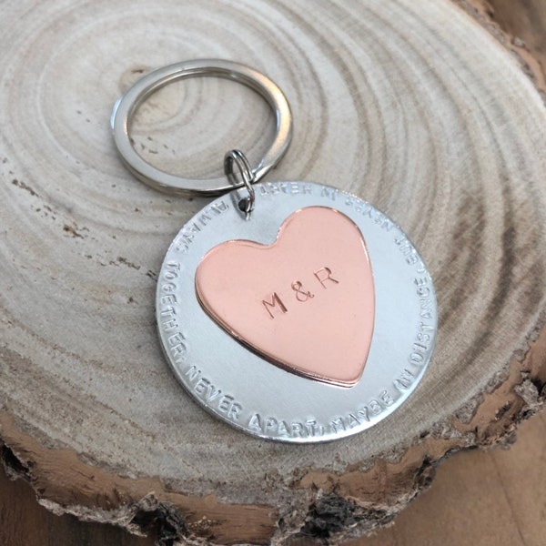 Quote Keyring, Copper Heart, Personalised, Anniversary Gift