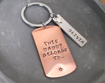 Personalised Keyring, Custom Keyring, Hand Stamped Keyring, Dad Keyring, Copper, Keyring, Personalized Keyring, Initial Keyring