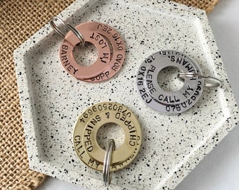 Dog ID, Pet ID Tag, Dog Accessory, Dog Tag, ID Tag for Dogs, Personalised Dog Tag, Washer, Pet Tag,