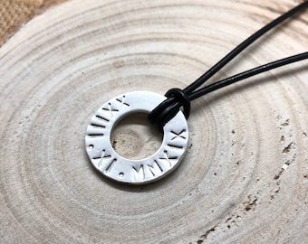 Men's Personalised Necklace, Pewter Pendant Necklace, Men's Jewellery, Necklace for him, Tin 10 Year Anniversary