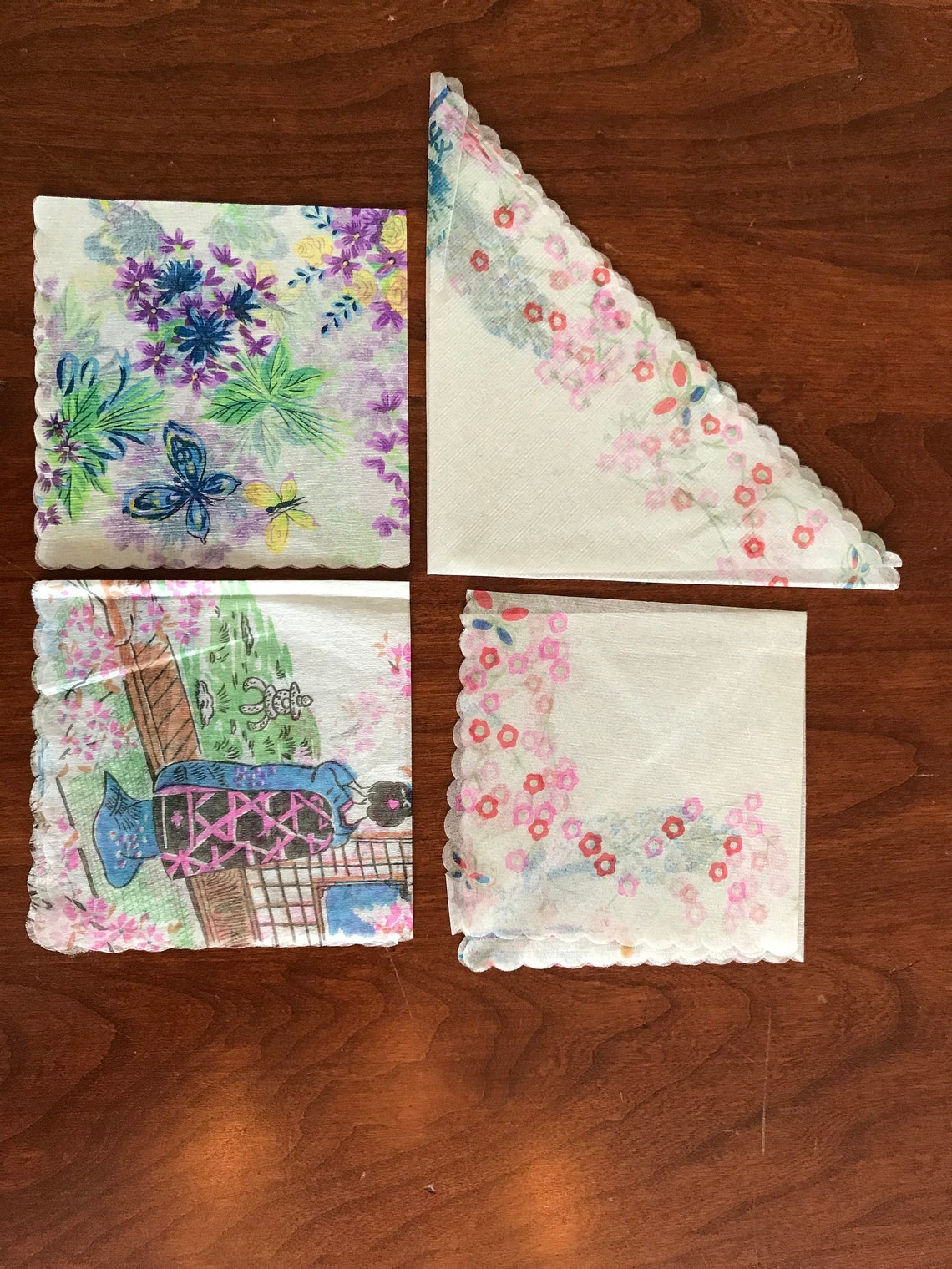 Set of 4 Japanese Paper Napkins Etsy