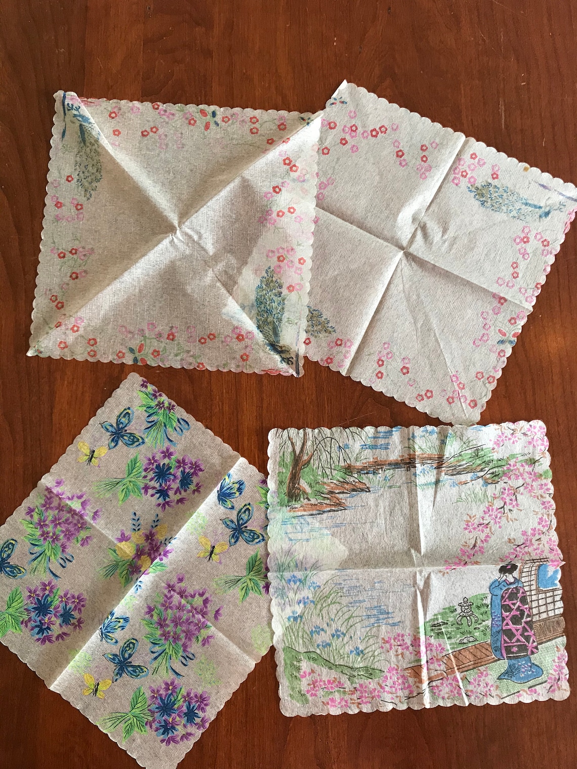 Set of 4 Japanese Paper Napkins Etsy
