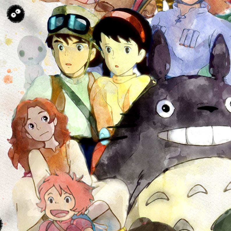 studio ghibli wall art studio ghibli print watercolour etsy