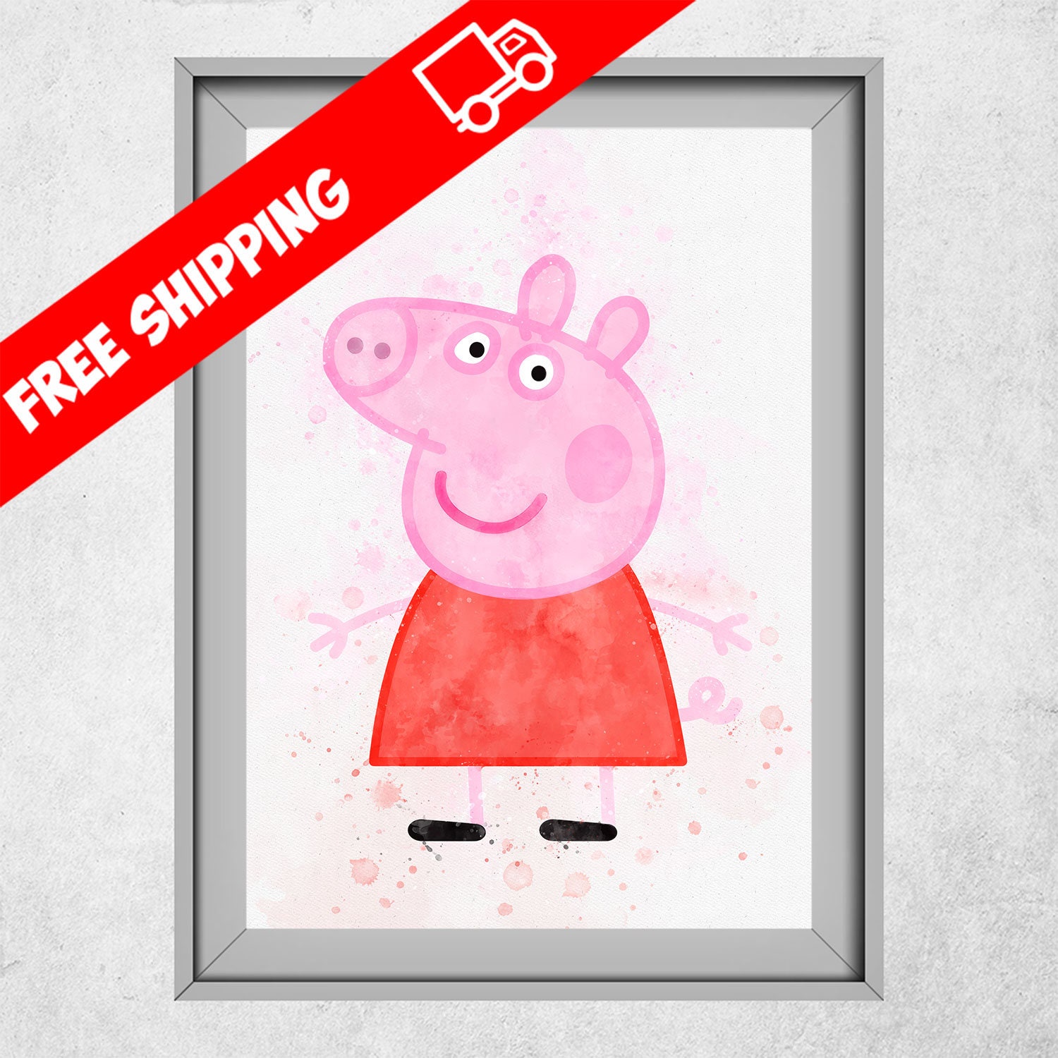 Peppa Pig Print Watercolour Peppa Pig Poster Peppa Pig Wall Etsy