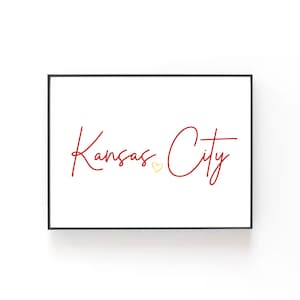 Kansas City Wall Art Chief Superbowl Decor Red and Gold Football Print Kansas City Home Decor Fan Art Design Sports Poster Download 8x10