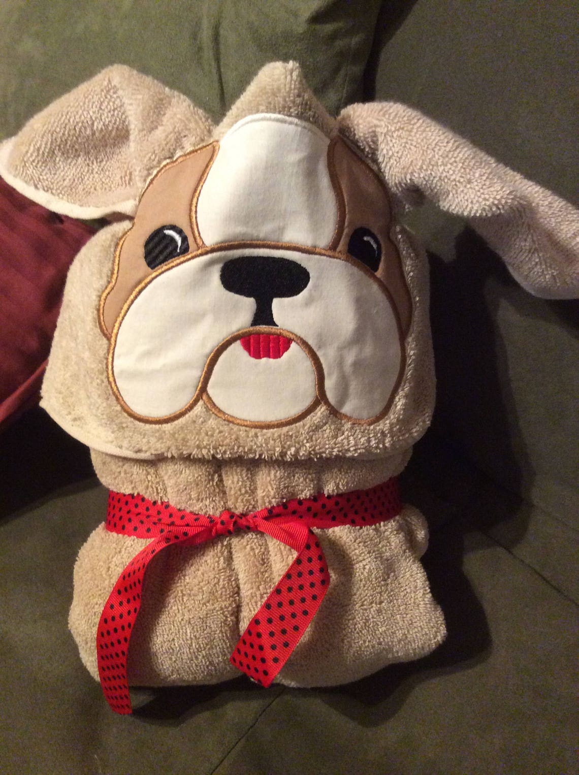 Bulldog hooded bath towel Etsy