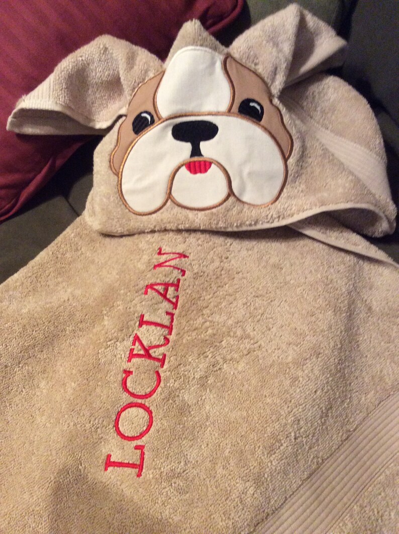 Bulldog hooded bath towel Etsy