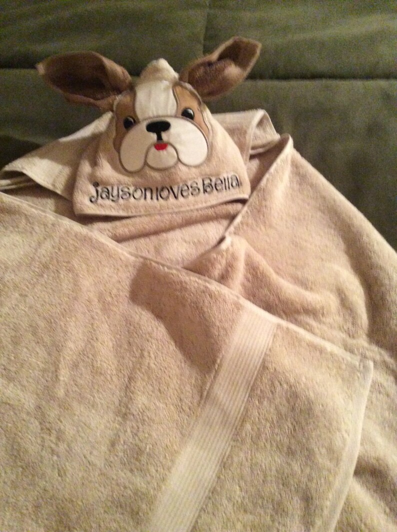 Bulldog hooded bath towel Etsy